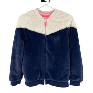Cat & Jack Faux Fur Blue White Jacket Size XL (14/16) Girl’s